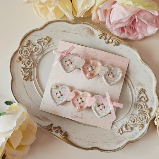 Cotton Candy Button Hair Clip