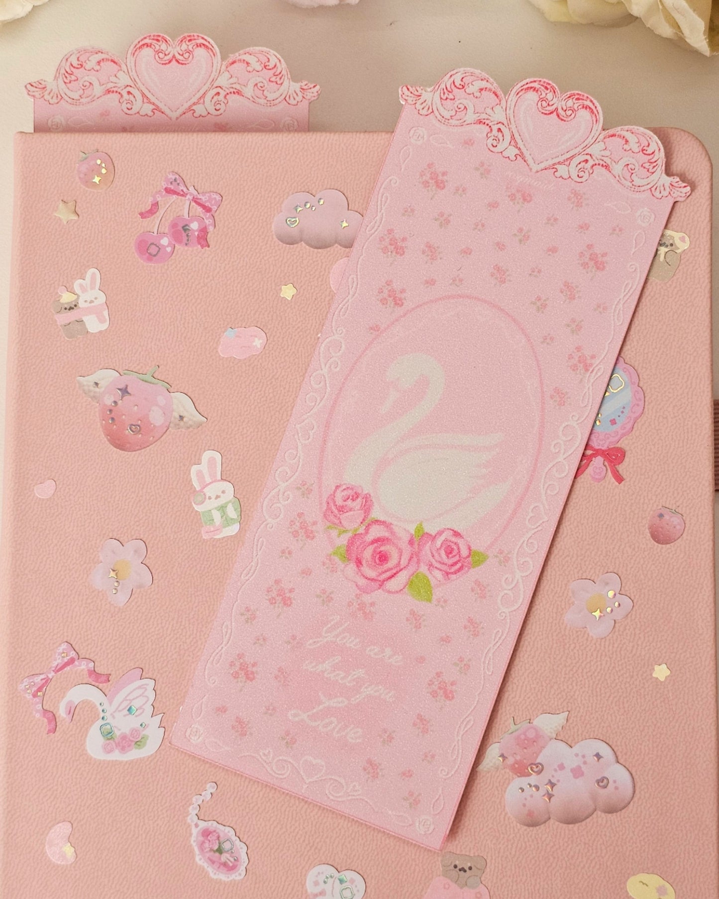 Glitter Heart Bookmarks