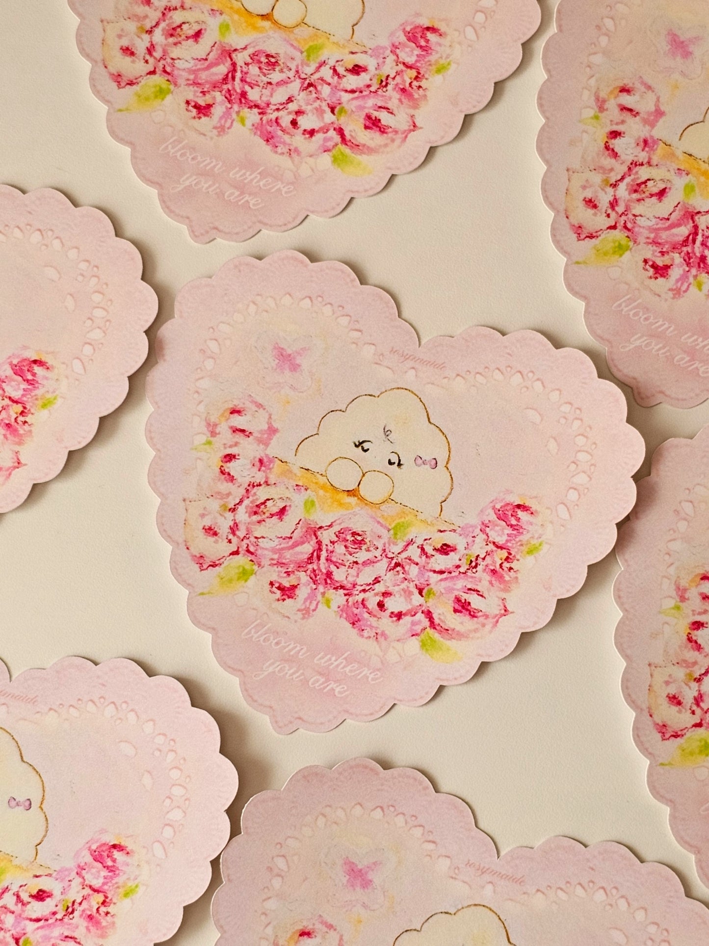 "Bloom where you are" Glitter Heart Print / Sticker