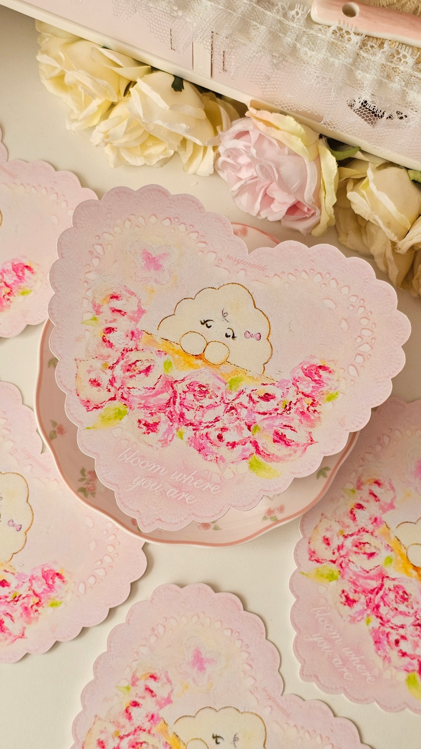 "Bloom where you are" Glitter Heart Print / Sticker