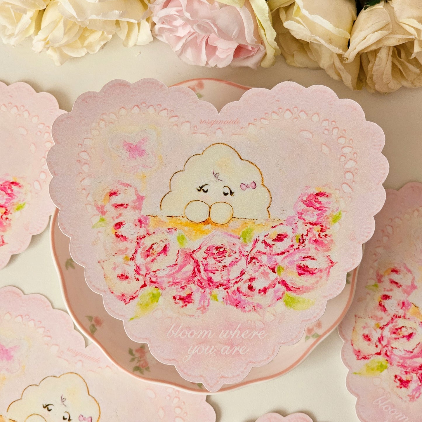 "Bloom where you are" Glitter Heart Print / Sticker